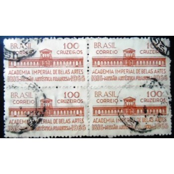 Quadra de selos postais do Brasil de 1966 Missão Artística Francesa U