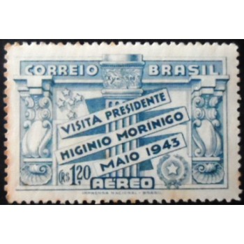 Selo postal Correio Aéreo do Brasil de 1943 Higino Morinigo U