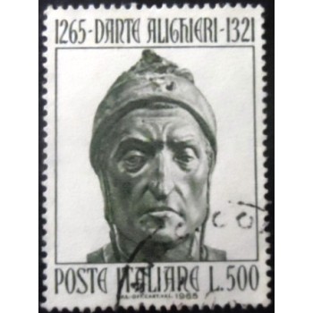 Selo postal da Itália de 1965 Head of Dante