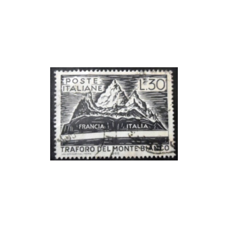 Imagem similar à do selo postal da Itália de 1965 Mont Blanc Road Tunnel
