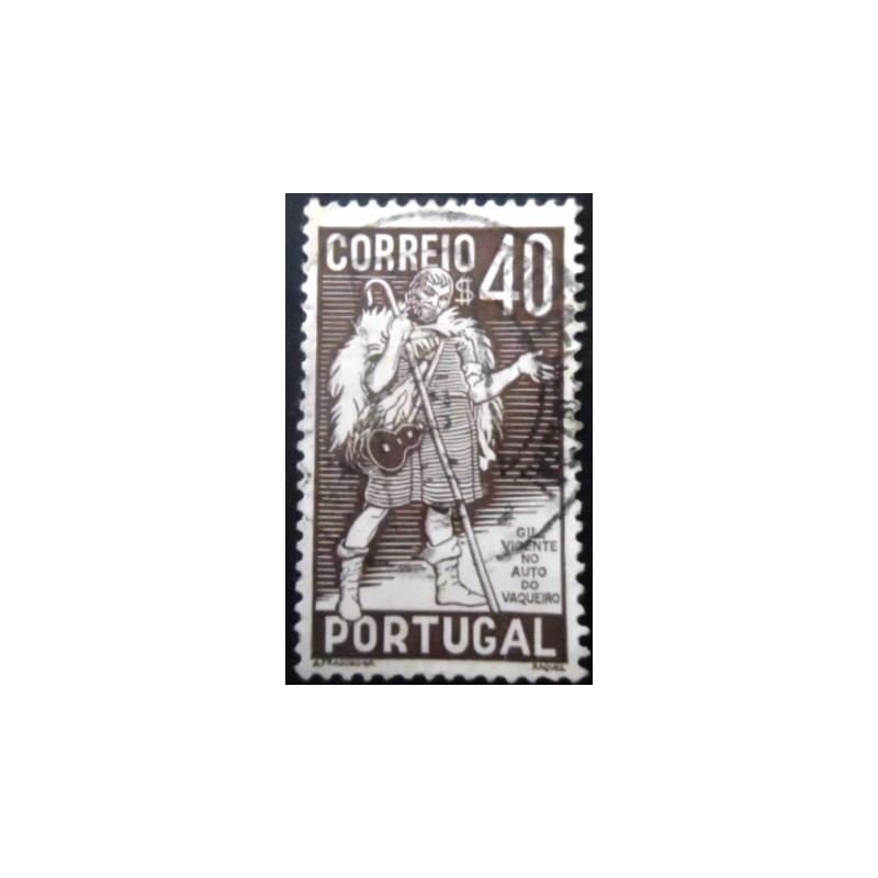 Selo postal de Portugal de 1937 Gil Vicente 40