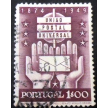 Selo postal de Portugal de 1949 Hands with Letter 1