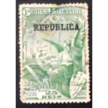 Seo postal de Portugal de 1911 Archangel Gabriel and Ship