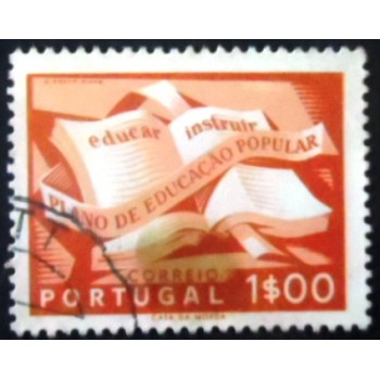 Imagem similar á do selo postal de Portugal de 1954 National literacy campaign 1$