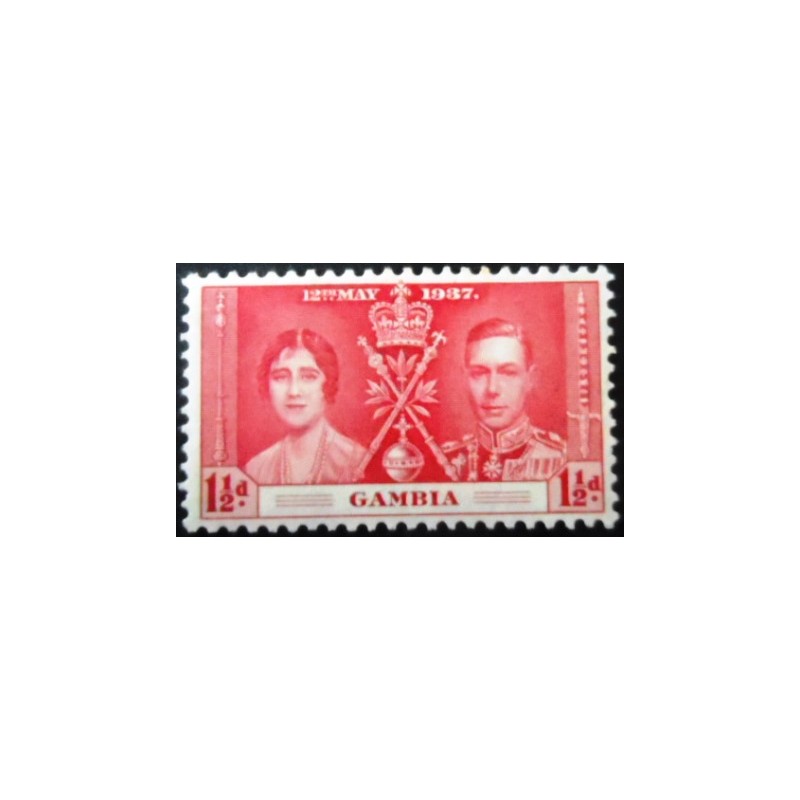 Selo postal da Gâmbia de 1937 - King George VI and Queen Elizabeth 1½