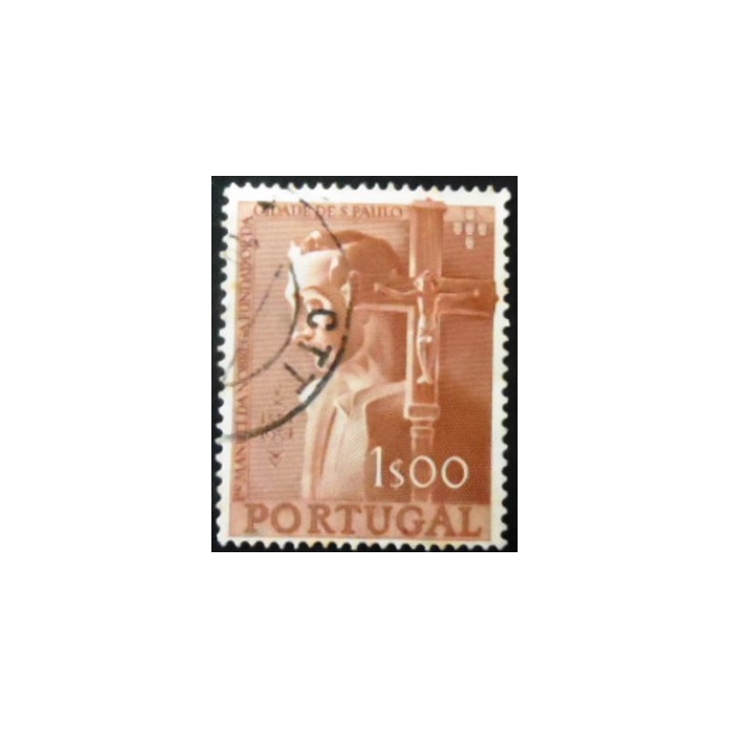 Selo postal de Portugal de 1954 Foundation of the City of Sao Paulo U