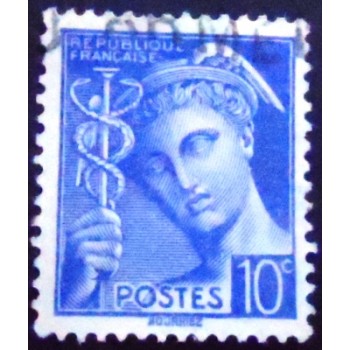Selo postal da França de 1938 Mercury 10
