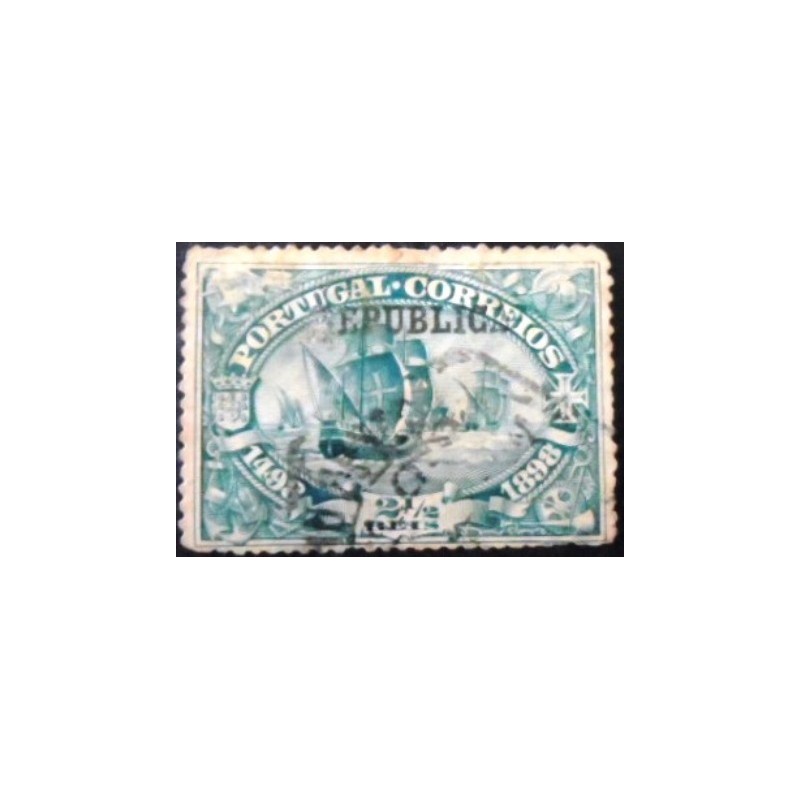 Selo postal de Portugal de 1911 Fleet of Vasco da Gama 2½