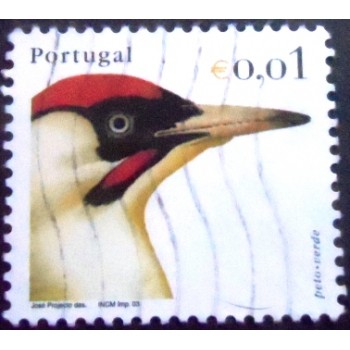 Selo postal de Portugal de 2003 European Green Woodpecker