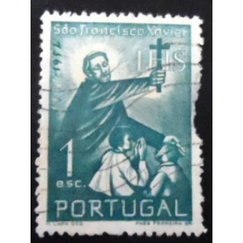 Selo postal de Portugal de 1952 St. Francis Xavier 1 def