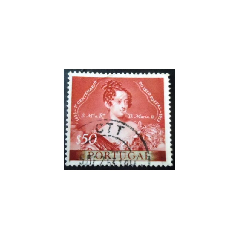 Selo postal de Portugal de 1953 Queen Maria II 50