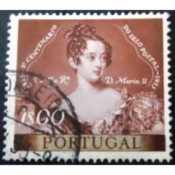 Selo postal de Portugal de 1953 Queen Maria II 1