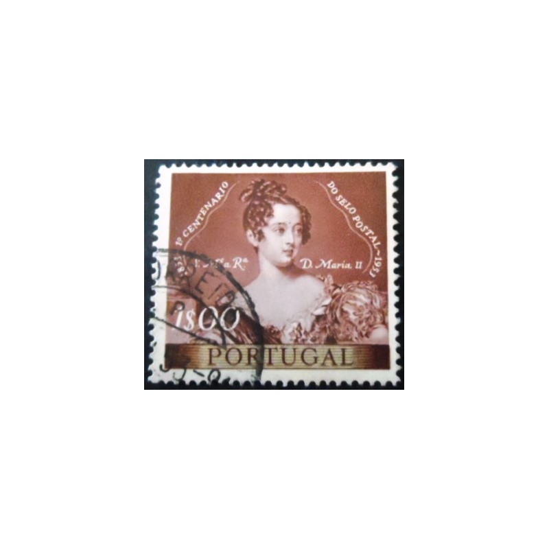 Selo postal de Portugal de 1953 Queen Maria II 1