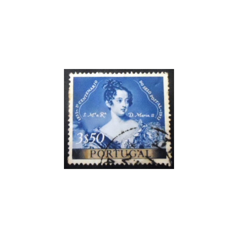 Selo postal de Portugal de 1953 Queen Maria II 3,50