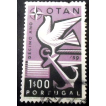 Imagem similar à do selo postal de Portugal de 1960 Peace dove on anchor  1