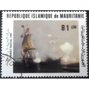 Selo da Mauritânia de 1981 The Naval Battle of Chesapeake Bay 1781