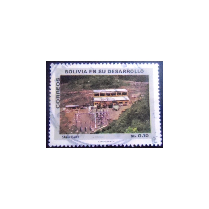 Selo postal da Bolívia de 1973 Power station Santa Isabel