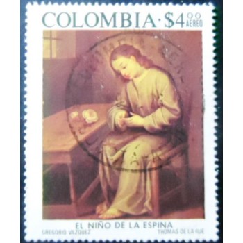 Selo postal da Colômbia de 1975 Child with thorn