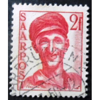 Selo postal da Alemanha Sarre de 1948 Worker