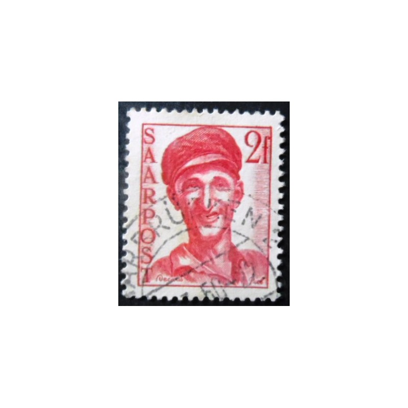 Selo postal da Alemanha Sarre de 1948 Worker