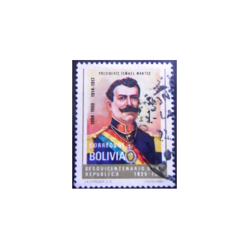 Selo postal da Bolívia de 1975 Ismael Montes