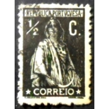 Selo postal de Portugal de 1920 Ceres ½ U