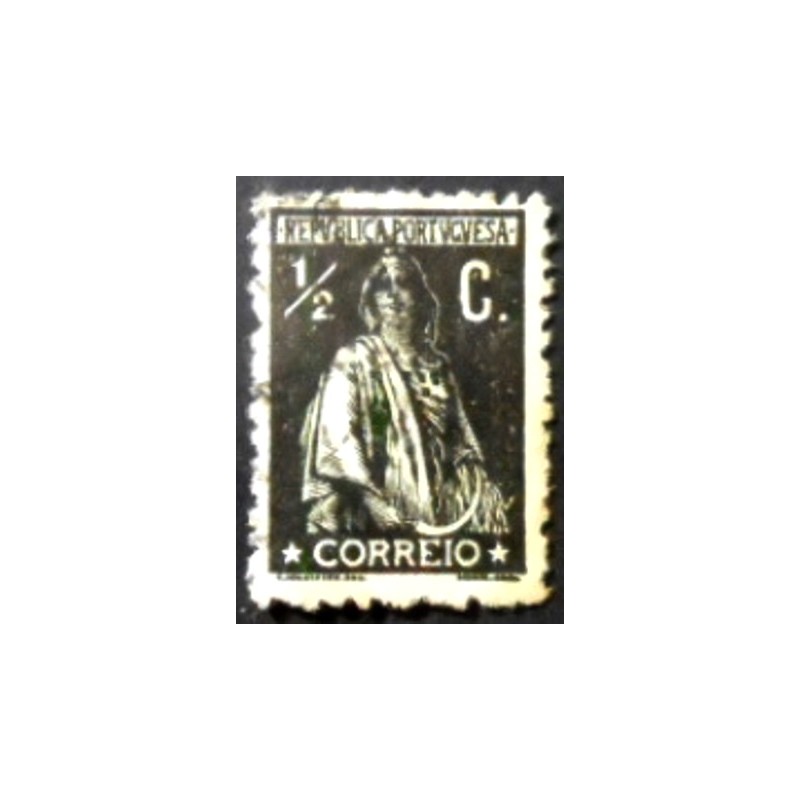 Selo postal de Portugal de 1920 Ceres ½ U