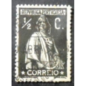 Par de selos postais de Portugal de 1912 Ceres ½