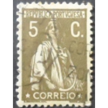 Selo postal de Portugal de 1917 Ceres 5 C