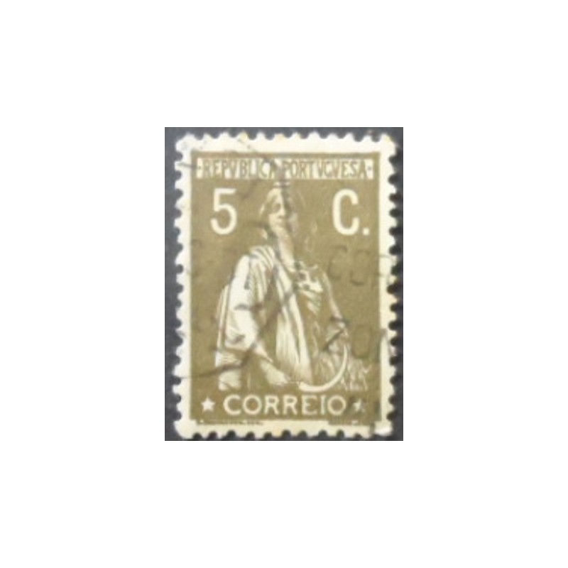 Selo postal de Portugal de 1917 Ceres 5 C