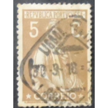 Selo postal de Portugal de 1917 Ceres 5 A