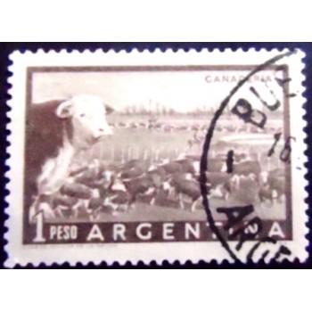 Imagem similar à do selo postal da Argentina de 1958 Cattle Ranch 1