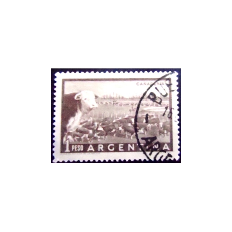 Imagem similar à do selo postal da Argentina de 1958 Cattle Ranch 1