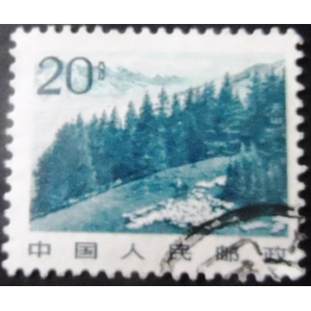 Selo postal da China de 1983 Forest on Mount Tian