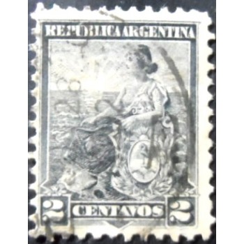 Imagem similar à do selo postal Argentina 1899 Allegory Liberty Seated 2 U