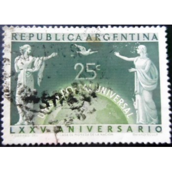 Imagem similar à do selo postal da Argentina de 1949 75th Anniversary of UPU