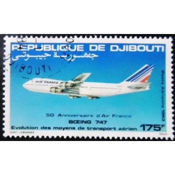 Selo postal de Djibouti de 1983 Boeing 747