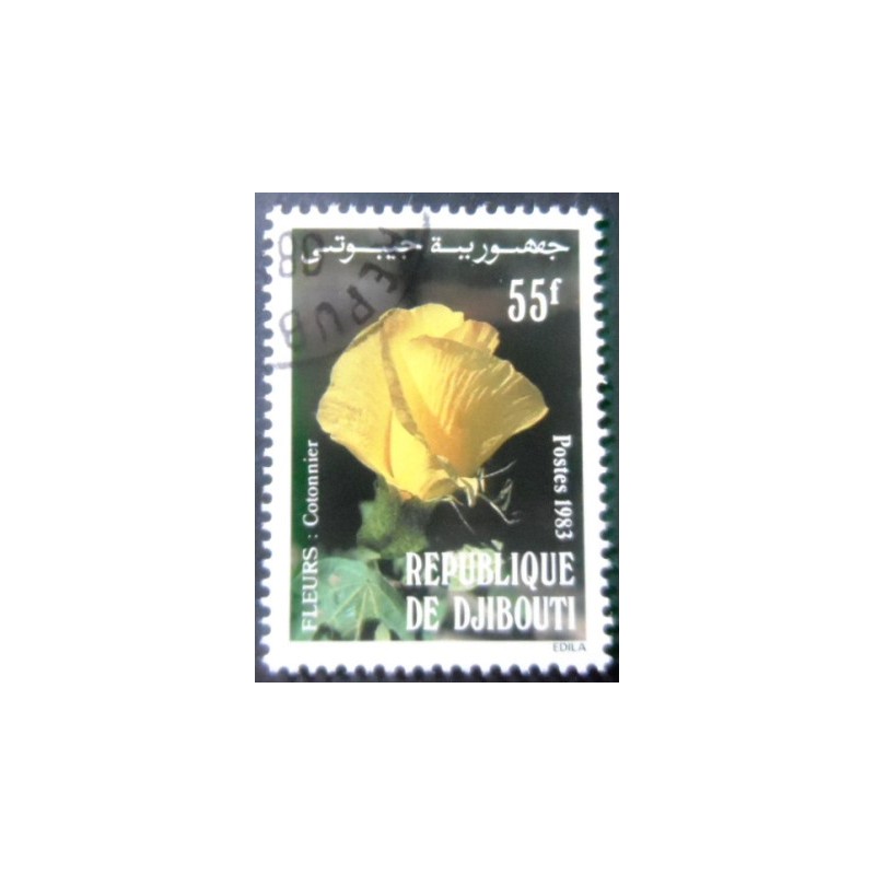 Selo postal de Djibouti de 1983 Fleurs cotonnier