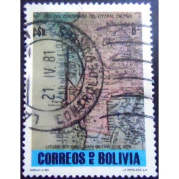 Selo postal da Bolívia de 1979 Old map of Bolivia