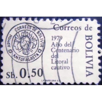 Selo postal da Bolívia de 1979 Antofagasta Cancel
