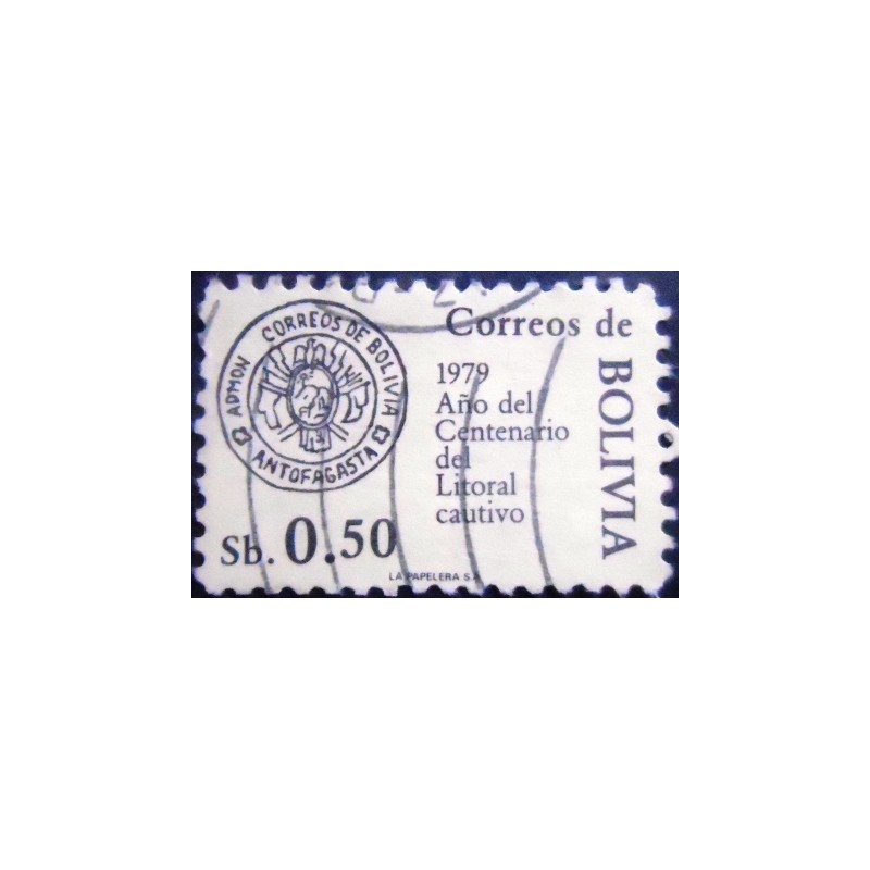 Selo postal da Bolívia de 1979 Antofagasta Cancel