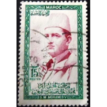 Selo postal do Marrocos de 1956 King Mohammed V 15
