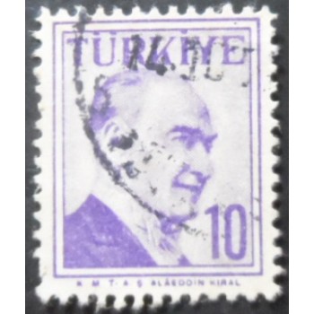 Selo postal da Turquia de 1956 Kemal Atatürk 10