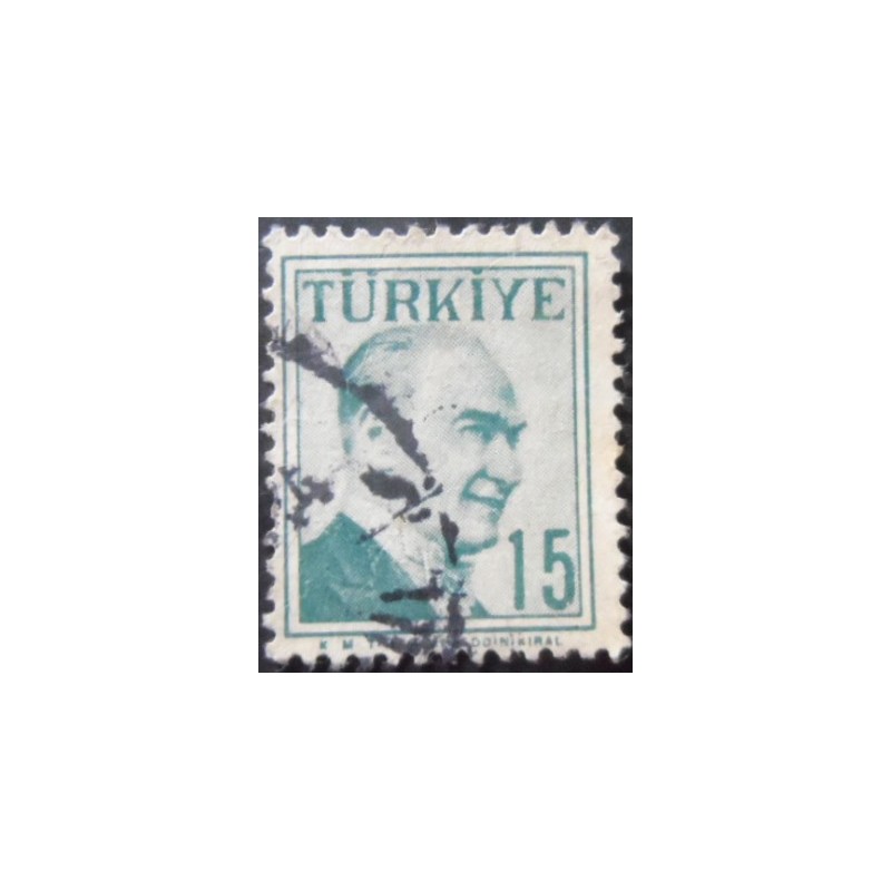 Selo postal da Turquia de 1958 Ataturk Double Frame 15