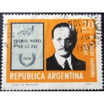 Selo postal da Argentina de 1976 Carlos Saavedra Lamas