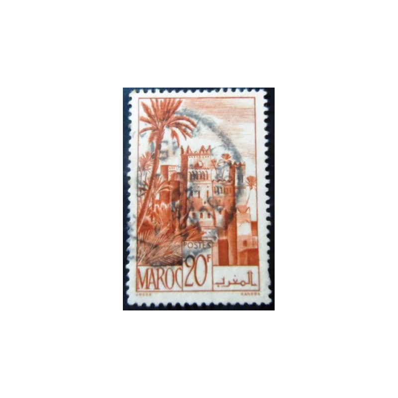 Selo postal do Marrocos de 1947 Ouarzazat Kasbah