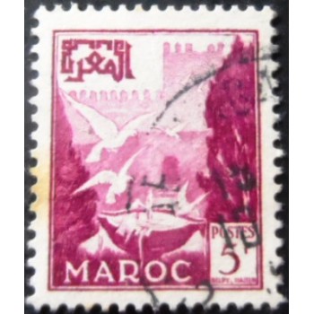 Selo postal do Marrocos de 1952 Vasque Pigeon
