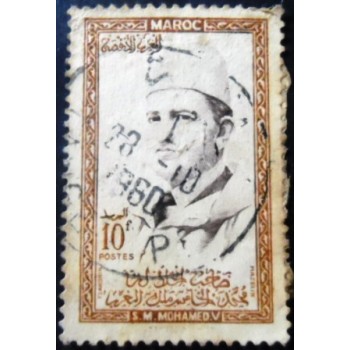 Selo postal do Marrocos de 1956 King Mohammed V 10