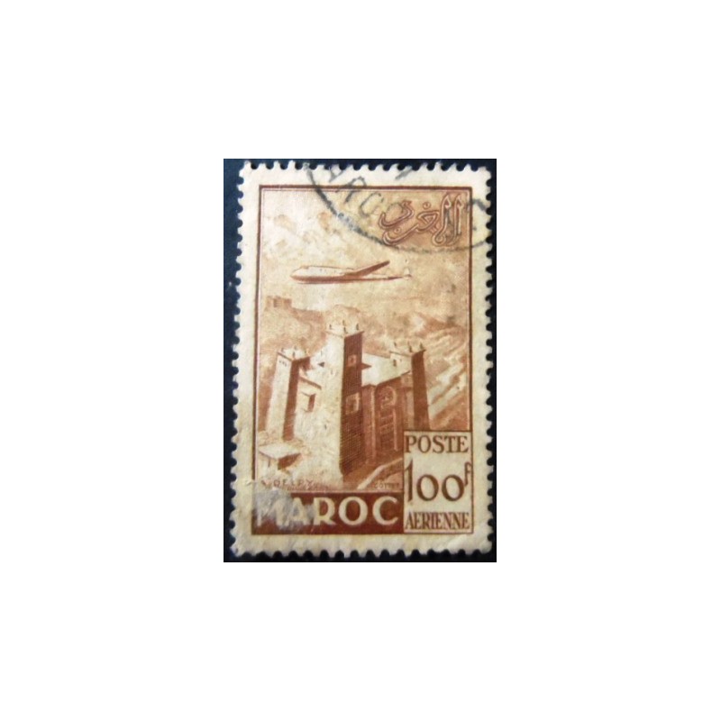 Selo postal do Marrocos de 1952 Kasbah of the Anti-Atlas 100
