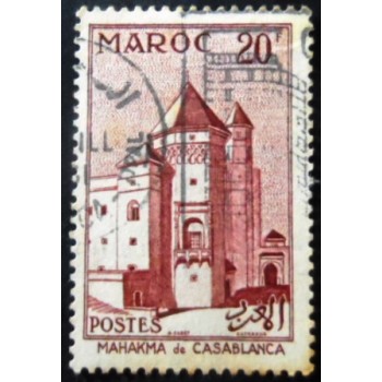 Selo postal do Marrocos de 1955 Mahakma Casablanca 100